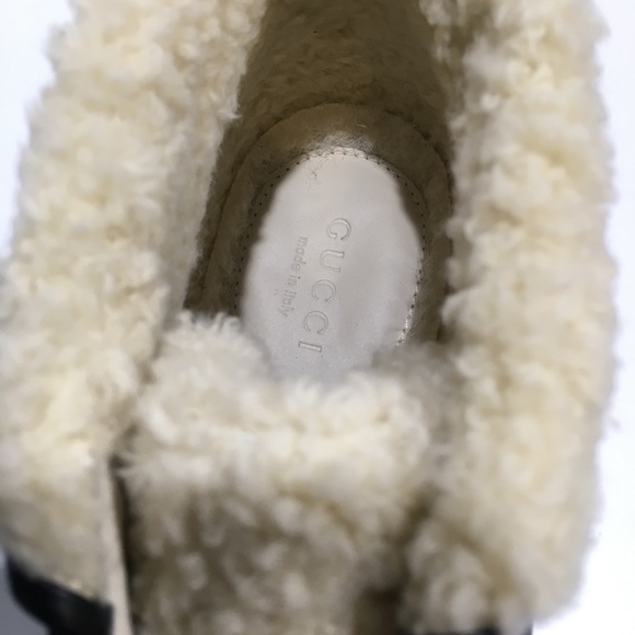 GUCCI Studded Ankle Boots -Black Leather -Faux Fur Lined -US 7 -NIB - Picture 11 of 12